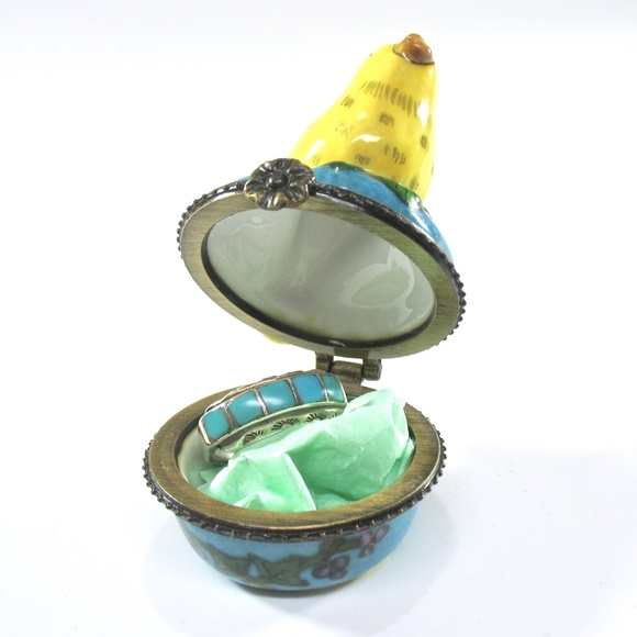 Vintage Enesco, Bird Ring Box, Figural, Ceramic, Yellow, Gift Idea, Collectible - Picture 10 of 10